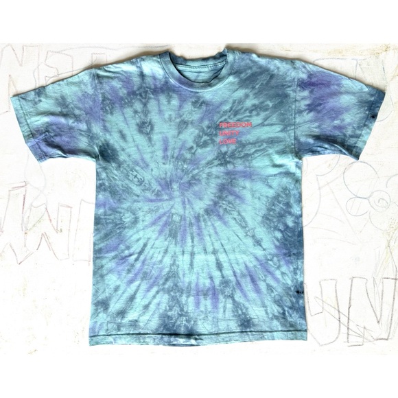 Blue and Purple Tie-Dye Cotton Tee. From the collection: "Freedom-Unity-Love". - Picture 1 of 7